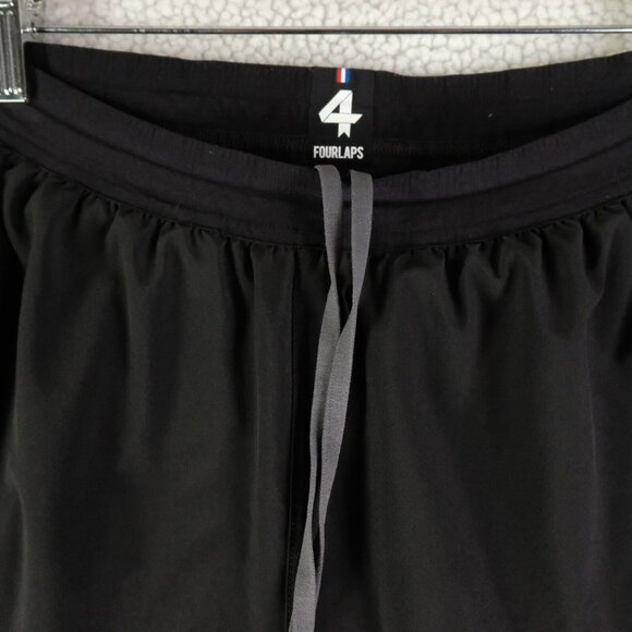 Fourlaps Shorts Mens Small Black Lined Athletic Running Stretch Drawstring - Picture 3 of 10